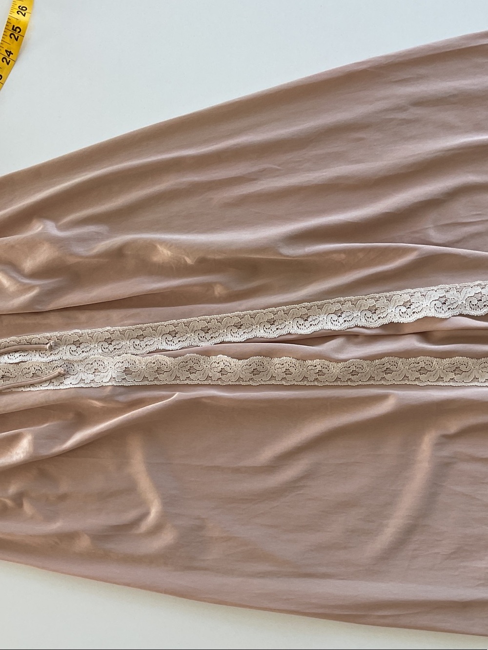 Vintage Texsheen Blush Lace-Trim Maxi Dress | small - Picture 14 of 16
